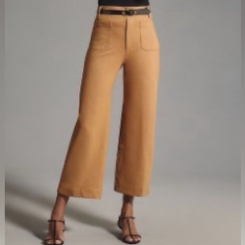 Maeve Cropped Wide-Leg Pants in Camel